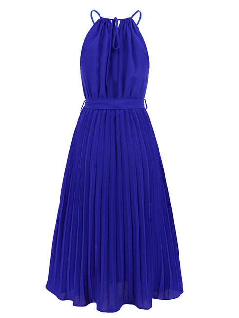 pleated-spaghetti-strap-tie-waist-midi-dress Sophia's Trends - Sophia's Style-White-L